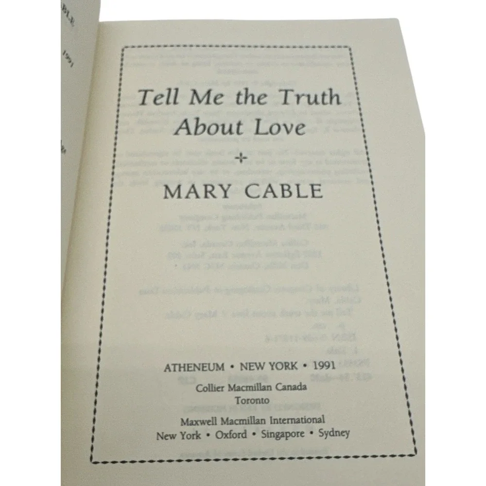 Tell Me the Truth about Love by Mary Cable (1991, Hardcover)‎
